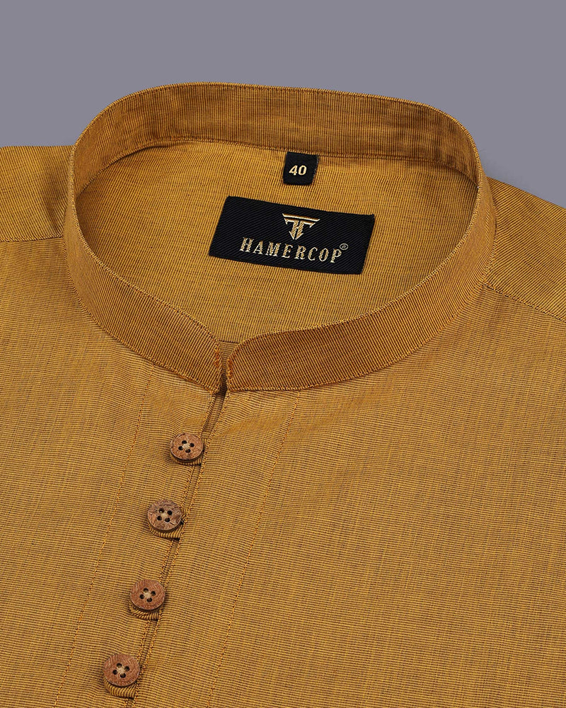 Golden Mustard FilaFil  Cotton Solid Shirt Style Kurta