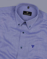 Vinayl Blue With White Dobby Textured Jacquard Cotton Shirt