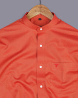 Spice Orange Herringbone Pattern Jacquard Cotton Shirt