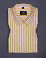 Tenex-Yellow Soft Stripe Yarndye Premium Gizza Cotton Shirt