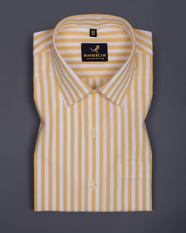 Tenex-Yellow Soft Stripe Yarndye Premium Gizza Cotton Shirt