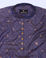 Royal Golden Patterned Jacquard Shirt Style Kurta