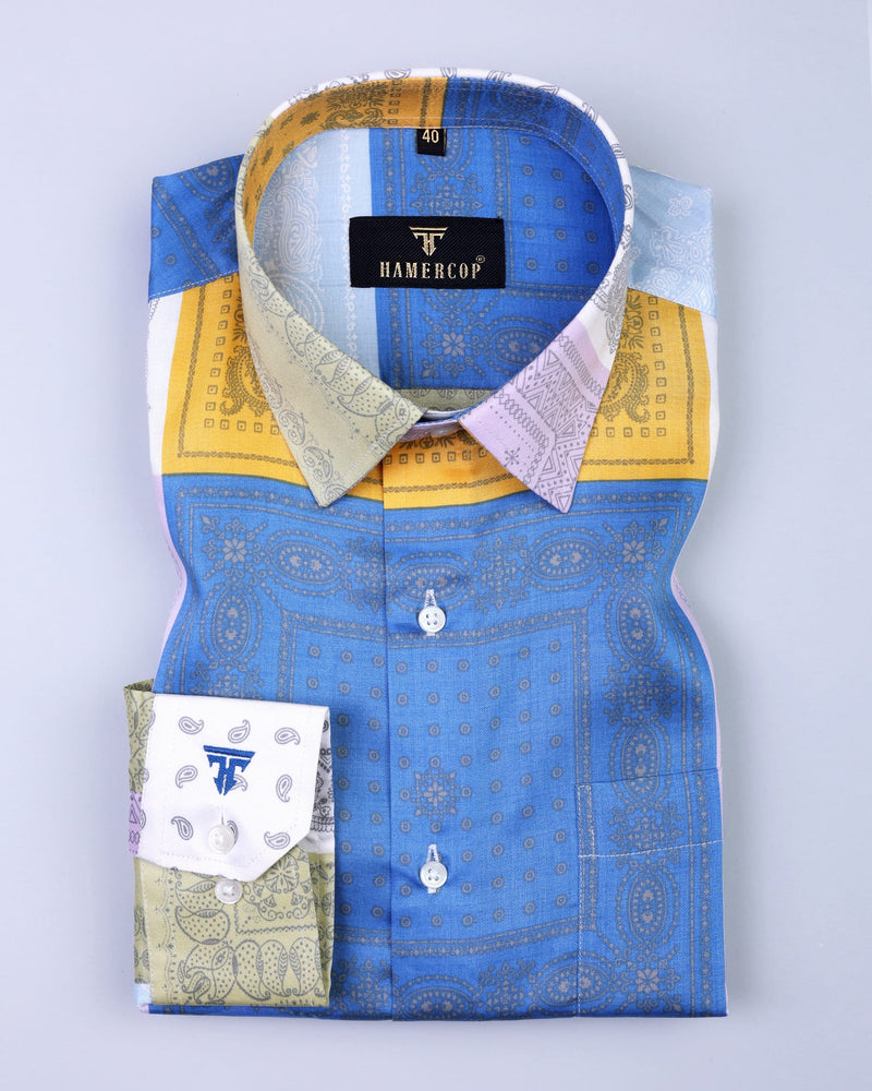 Designer Prismatic Colored Printed Checked Cotton Shirt