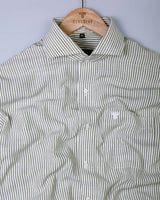 Artichoke Green With White Slub Oxford Stripe Cotton Shirt