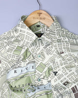 Google Map Printed Hamercop Limited Edition Designer Premium Gizza Cotton Shirt