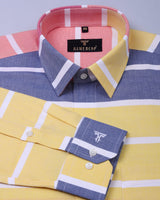Yora-Orange With Yellow Classic Oxford Broad Stripe Shirt