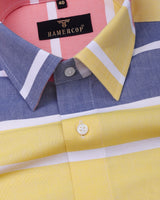 Yora-Orange With Yellow Classic Oxford Broad Stripe Shirt