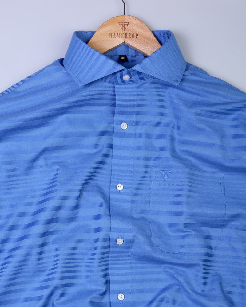 FrenchBlue Self Dobby Weft Stripe Premium Cotton Shirt