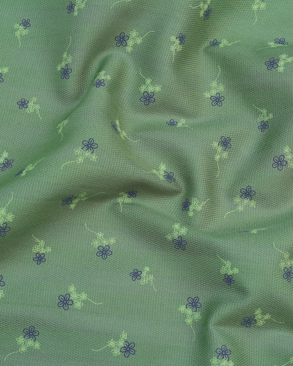 Green Dream Flower Printed Dobby Cotton Shirt