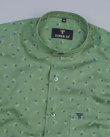 Green Dream Flower Printed Dobby Cotton Shirt