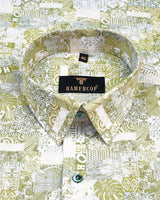 Meadow Green Floral Art Printed Premium Cotton Shirt