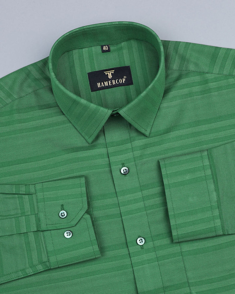 Radiant Green Dobby Weft Stripe Premium Gizza Shirt