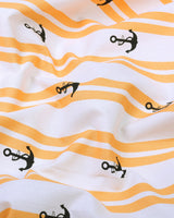 Anchor Printed With Golden Yellow Stripe Shirt
