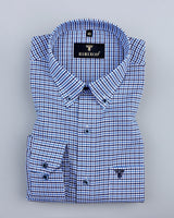 Navyblue With Black And White Micro Check Oxford Cotton Shirt