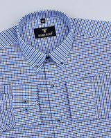 Navyblue With Black And White Micro Check Oxford Cotton Shirt