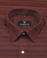 Walnut Brown Self Weft Striped Dobby Cotton Shirt