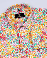 Anemone Colorful Flower Printed Picnic Cotton Shirt