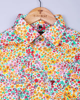 Anemone Colorful Flower Printed Picnic Cotton Shirt