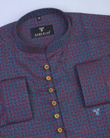 Binodony Two Colored Patterned Jacquard Shirt Style Kurta