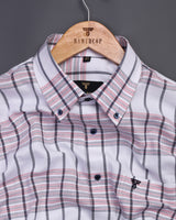 White With Multi Colored Heavy Plaid Flannel Windowpane Check Shirt