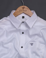 White Jacquard Striped Premium Gizza Cotton Shirt