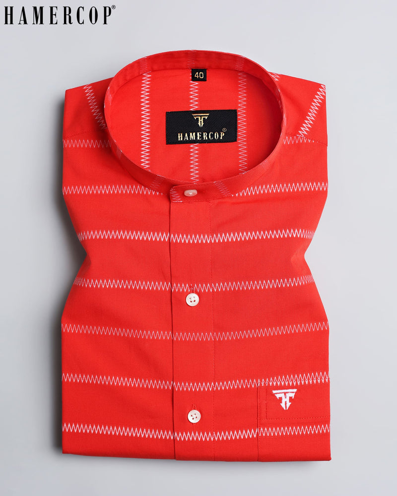 InfraRed Zigzag Weft Striped Dobby Cotton Designer Shirt