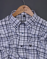 White With Navyblue Checked Premium Cotton Shirt