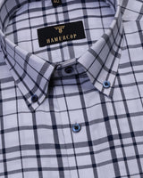 White With Navyblue Checked Premium Cotton Shirt
