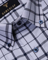 White With Navyblue Checked Premium Cotton Shirt