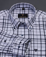 White With Navyblue Checked Premium Cotton Shirt