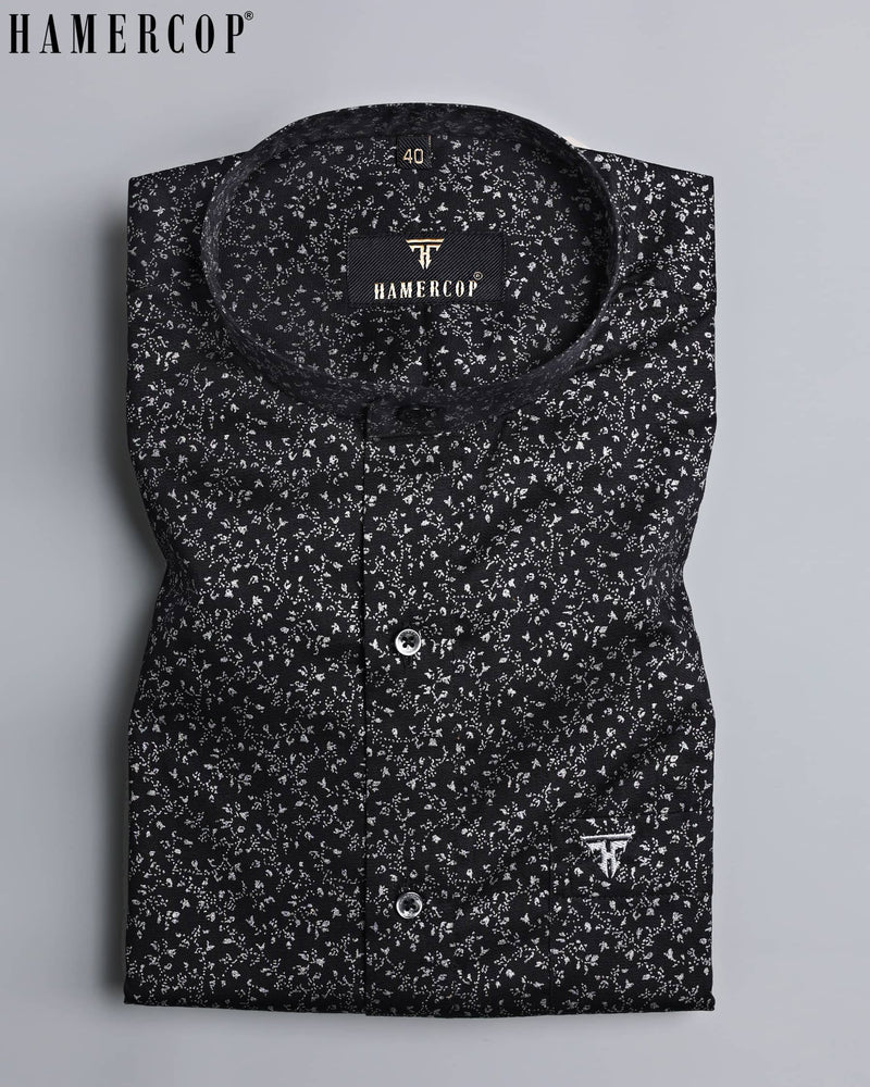 Basco-Black With Silver Foiled  Beutiful Printed Special Edition Designer Shirt