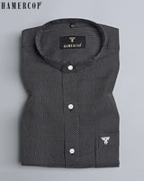 Negro- Black With White Jacquard Premium Cotton Shirt