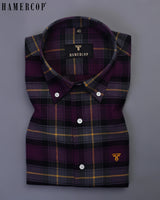 Rose Pink With Black Plaid Flannel Cotton Check Shirt
