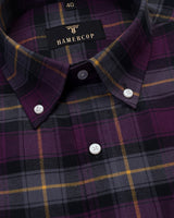 Rose Pink With Black Plaid Flannel Cotton Check Shirt