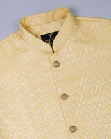 Yellow With Shine Diamond Printed Jacquard Designer Nehru Jacket