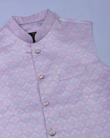 Dusty Pink Printed Jacquard Designer Nehru Jacket