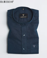 Dark Navy Blue Linen Cotton Premium Formal Shirt