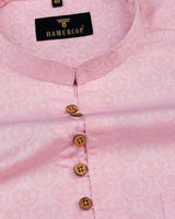 Sherbert Orange Jacquard Dobby Cotton Shirt Style Kurta