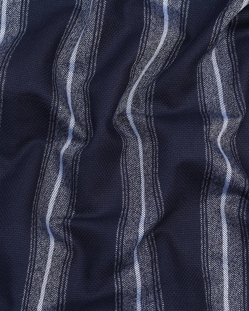 Matrix Blue With Sky Weft Stripe Dobby Cotton Shirt