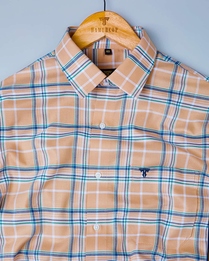 Prime Brown With Blue And White Check Cotton Shirt