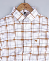 Chrome White With Yellow Plaid Flannel Check Business Cotton Shirt