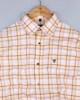 Turquoise Cream With White And Brown Plaid Flannel Check Shirt