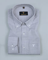 Pletinum Grey With White Small Check Linen Cotton Shirt