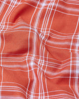 Metallic Orange With White Premium Cotton Check Shirt