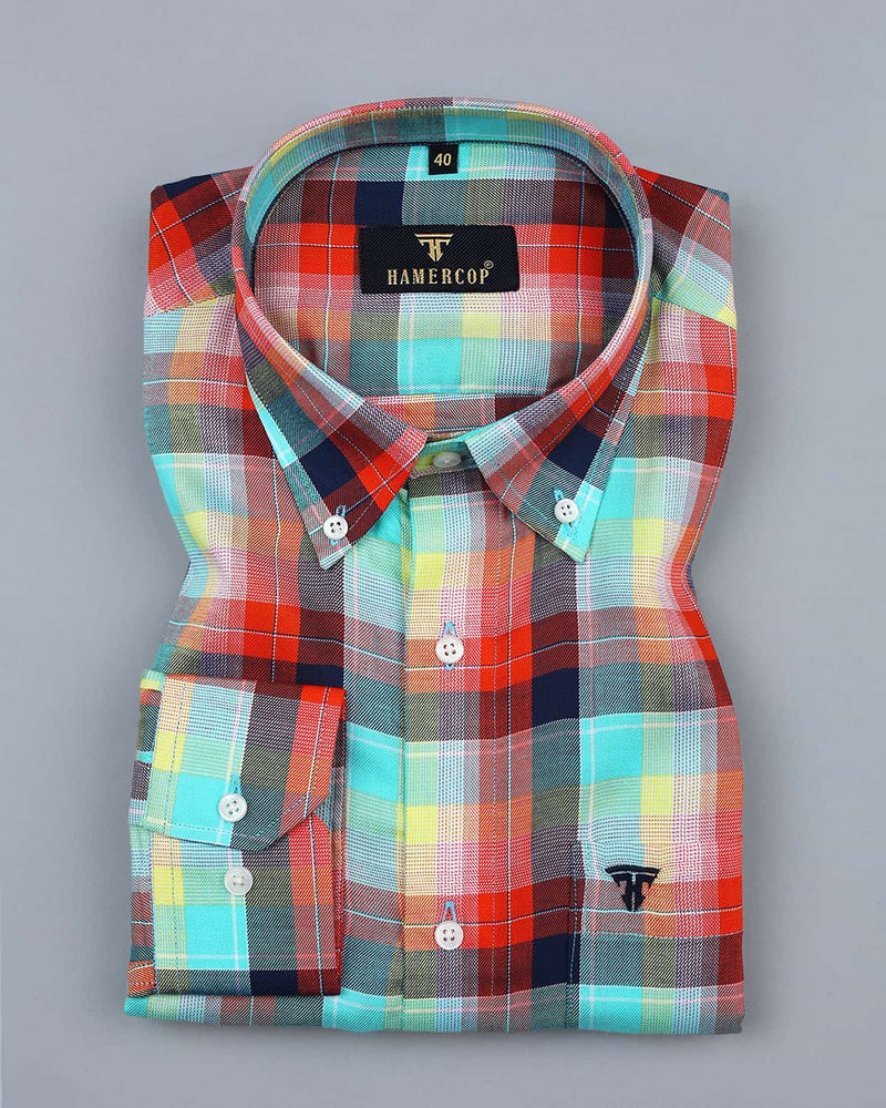 Majestic Multicoloured Ckeck Dobby Cotton Shirt