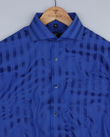 Typhon Blue Self Striped Dobby Premium Cotton Shirt