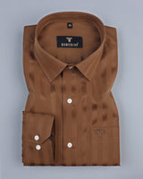 Typhon Brown Self Striped Dobby Premium Cotton Shirt
