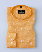 Astral Yellow With Weft Stripe Dot Printed Dobby Cotton Shirt