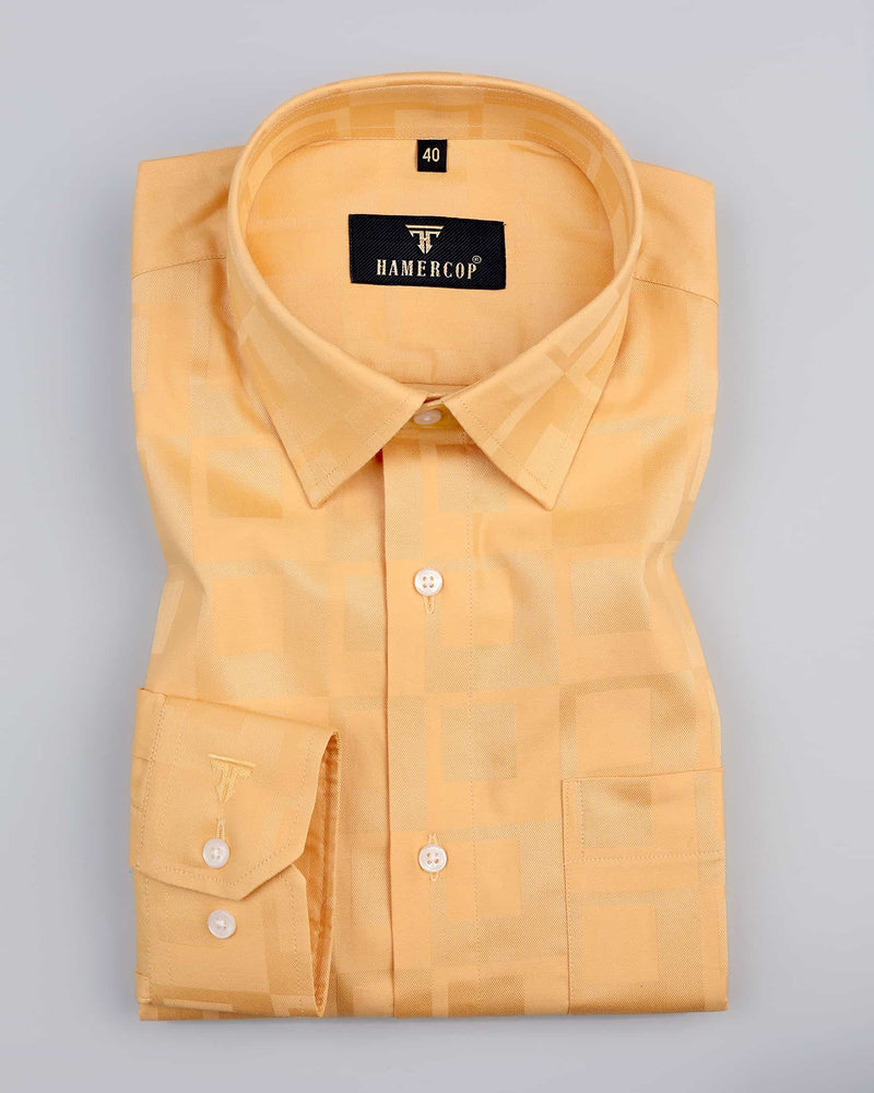 Viper Butterscotch Self Checked Dobby Jacquard Cotton Shirt