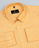 Viper Butterscotch Self Checked Dobby Jacquard Cotton Shirt